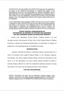 MOA IN SUPPORT OF MOTION FOR JUDGMENT  ON THE PLEADINGS BASED ON QUALIFIED IMMUNITY