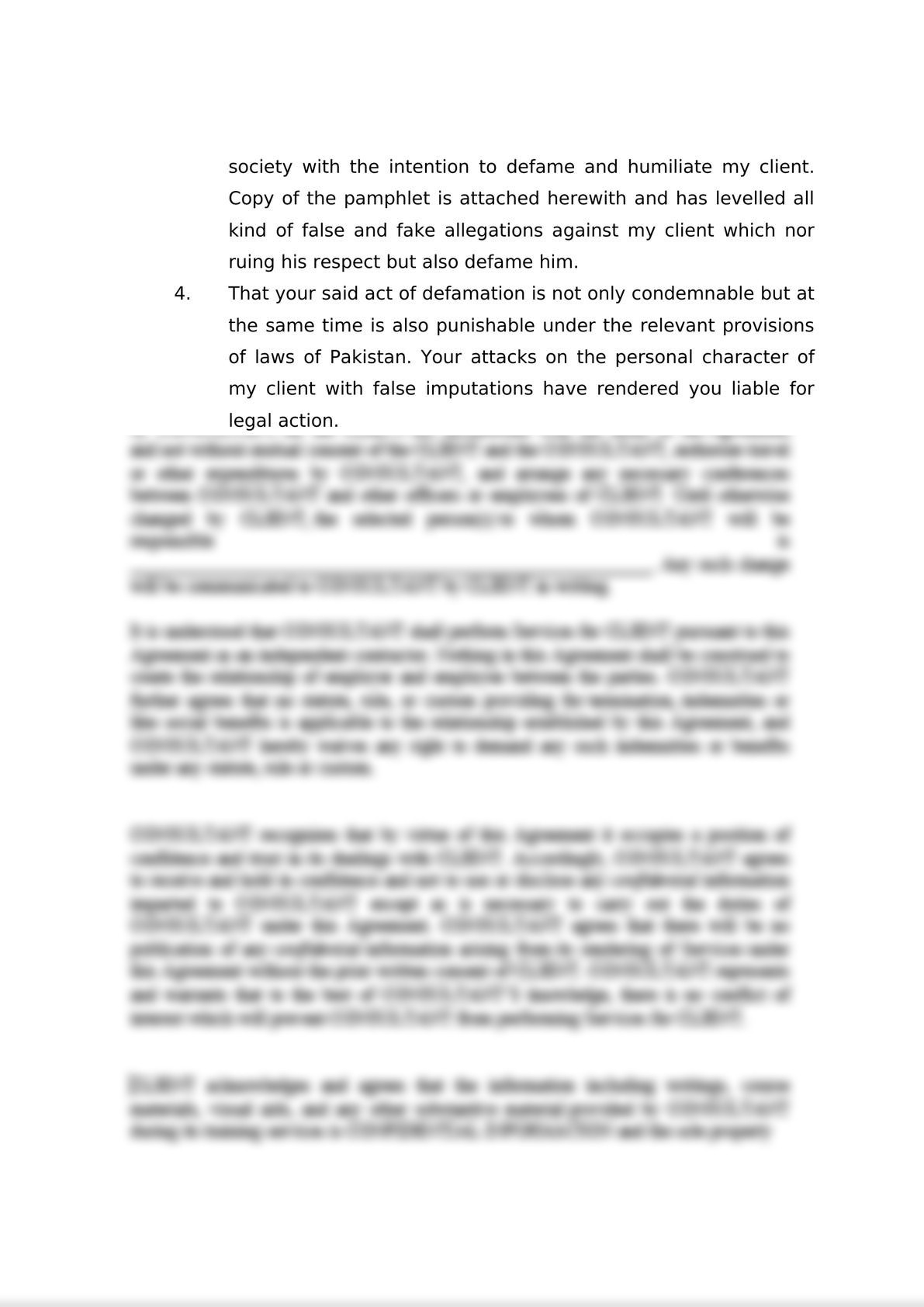 Legal Notice for Defamation -1