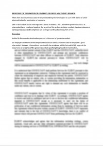 Termination procedure for gross misconduct under Rwanda Labour Law