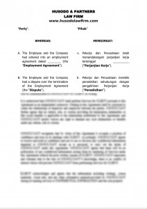 Settlement Agreement of Employment Termination
