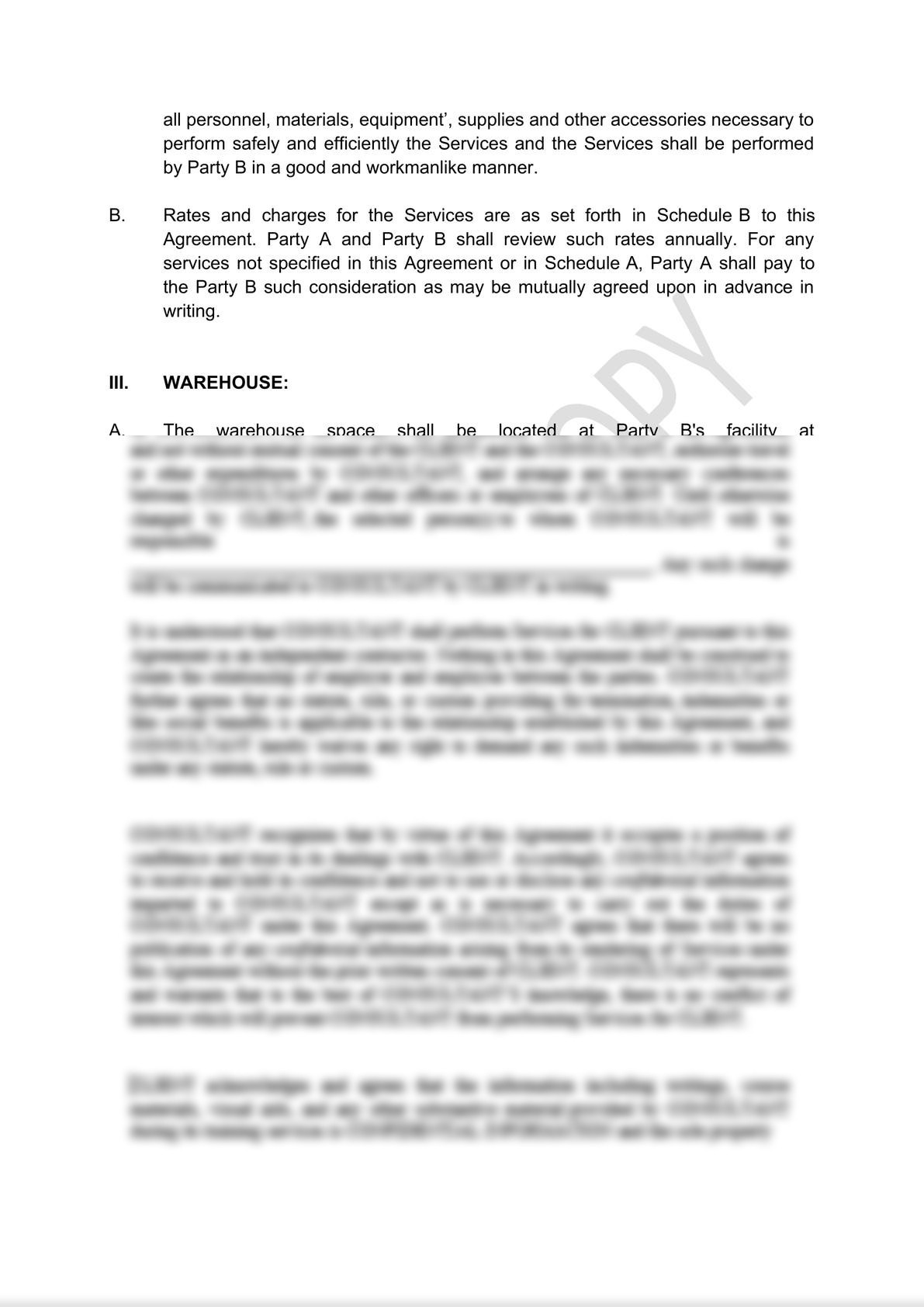 Master Warehouse Agreement Draft -1