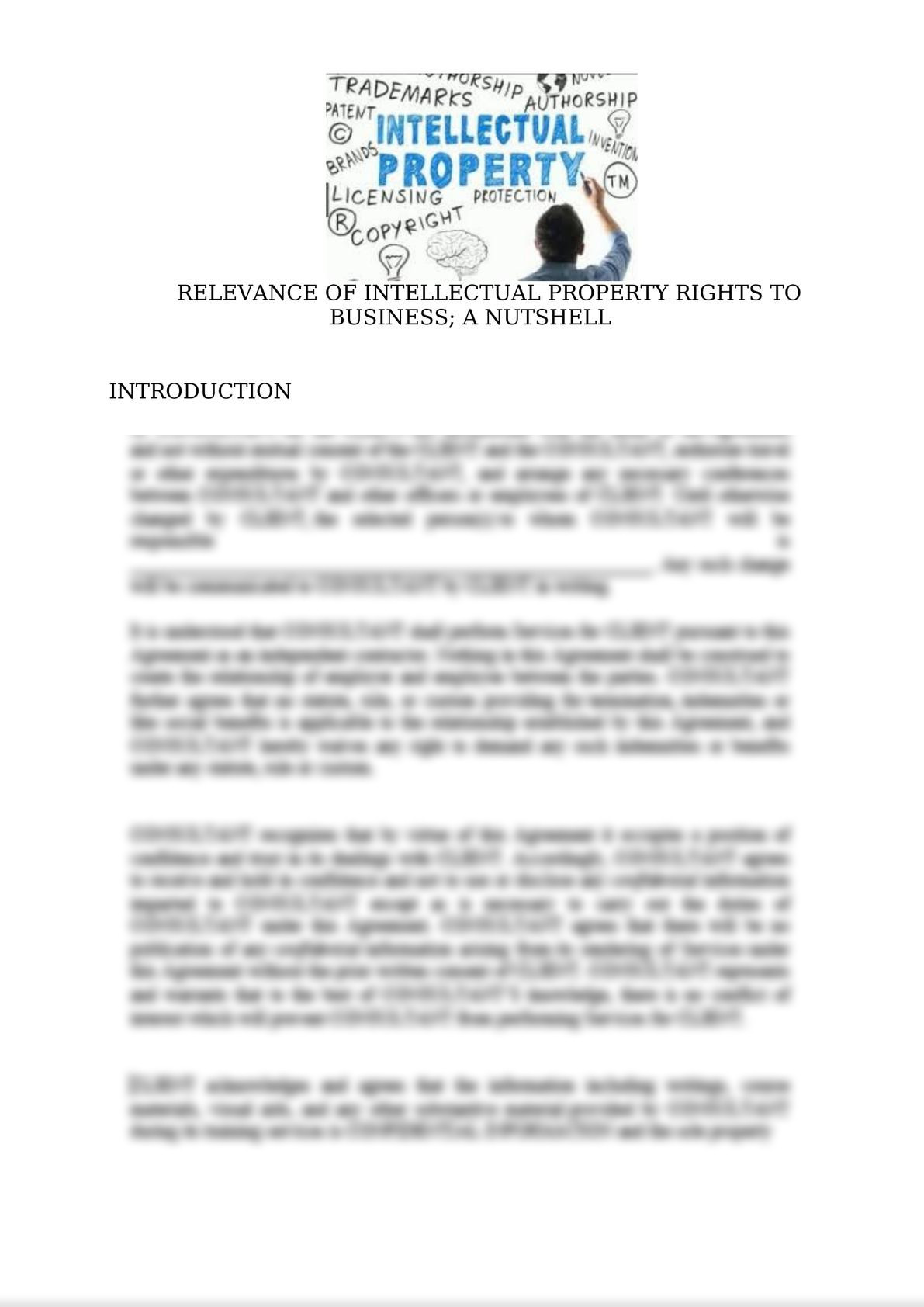 Relevance of Intellectual Property Rights to Business: A Nutshell-0