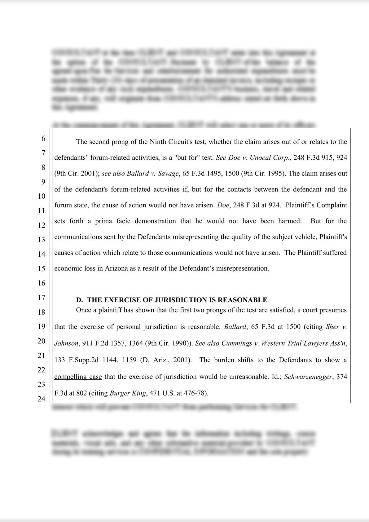 Memorandum of Law re Jurisdiction (Arizona)-0