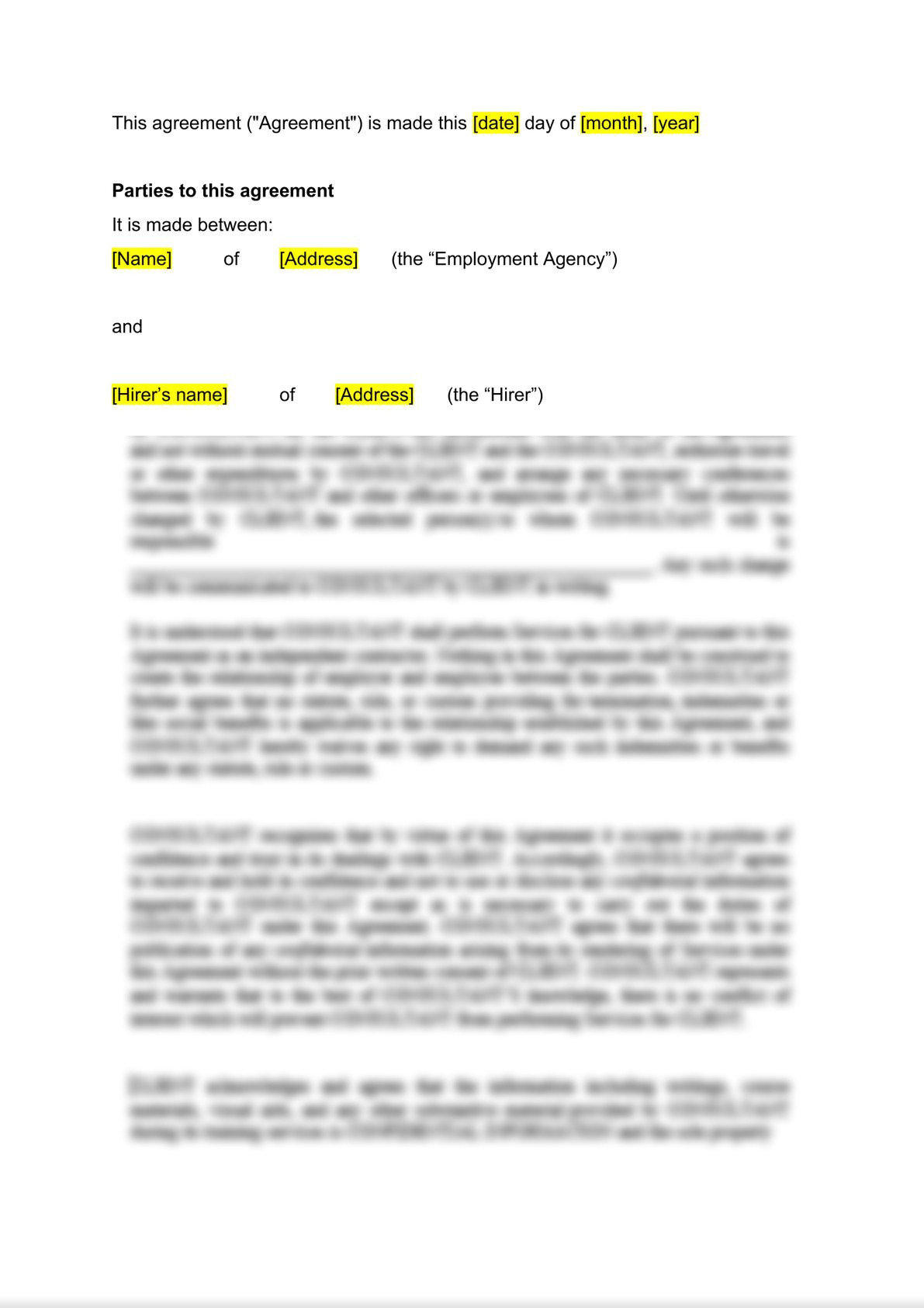Employment agency agreement: client's version-1