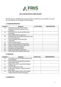 Due Diligence checklist