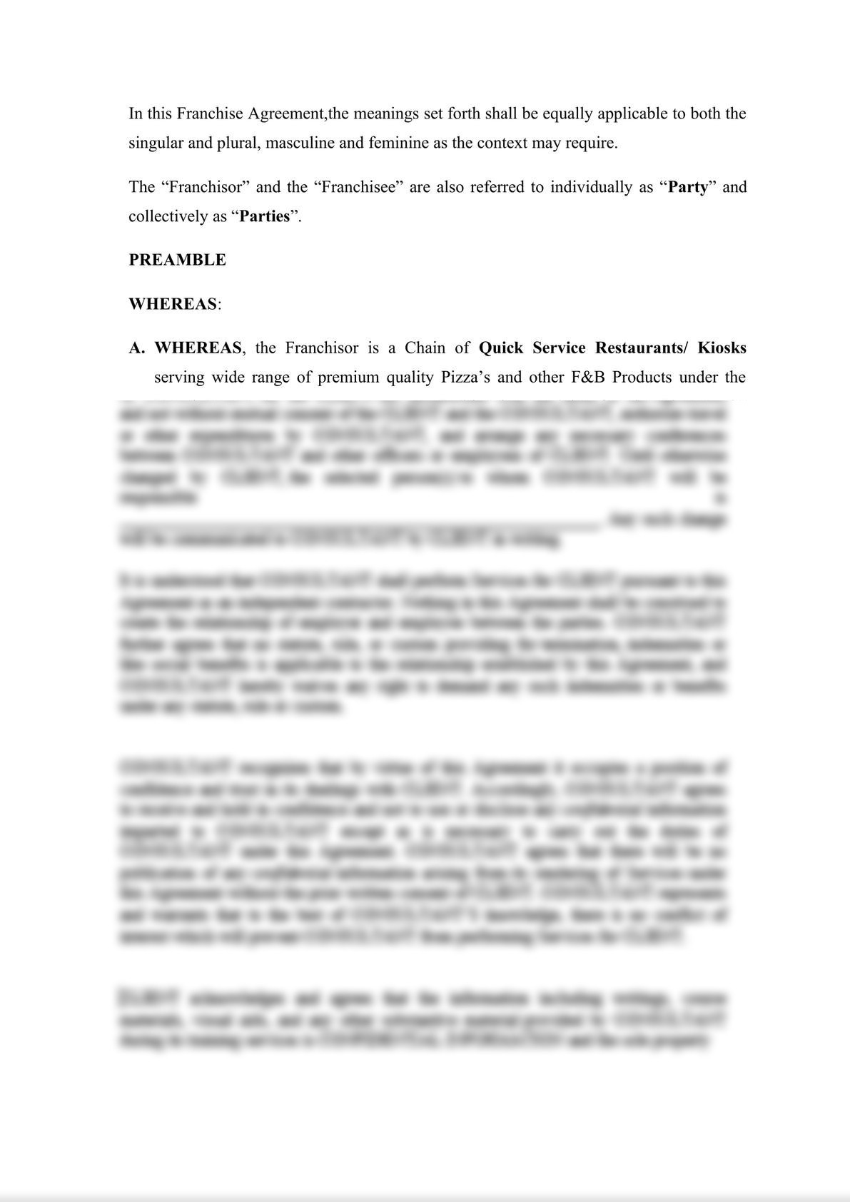 Food Franchise Agreement -1