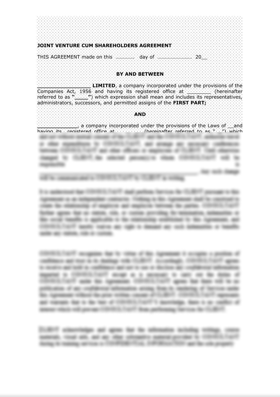 JOINT VENTURE CUM SHAREHOLDERS AGREEMENT -1