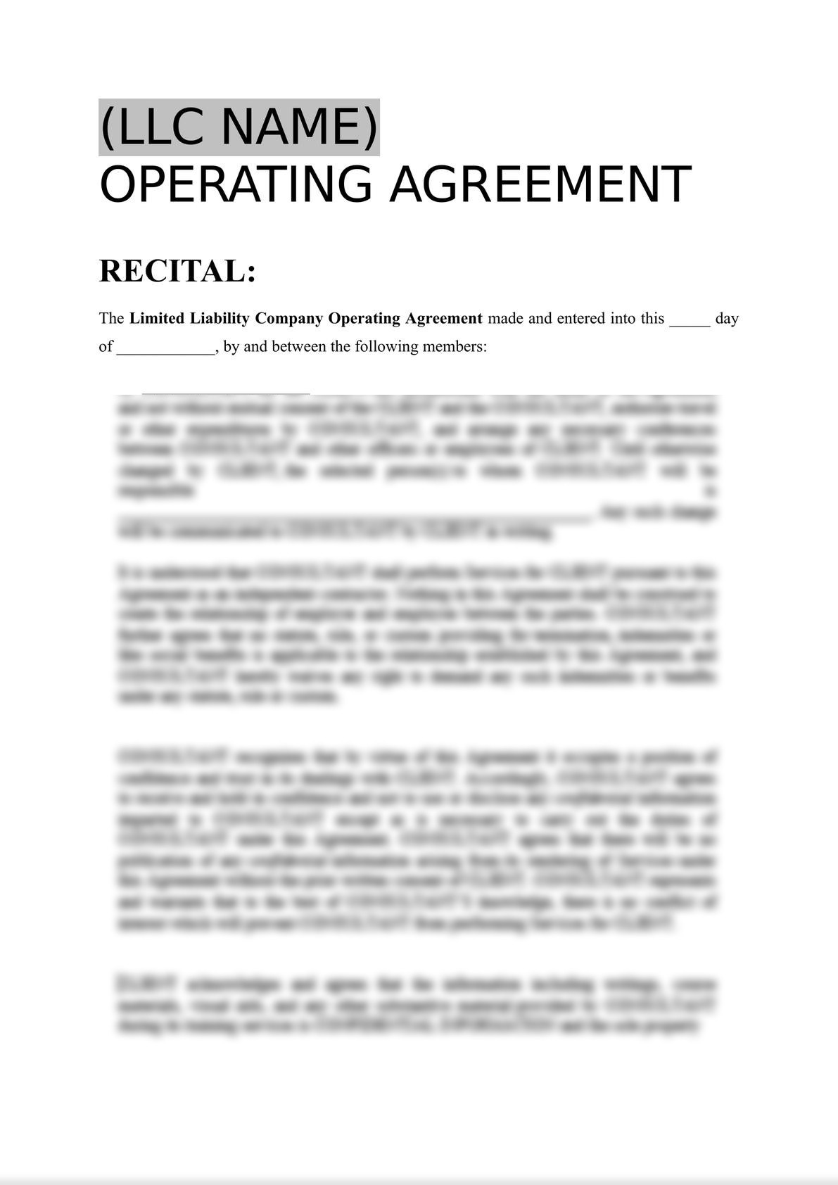 Multi-Member LLC Operating Agreement -0