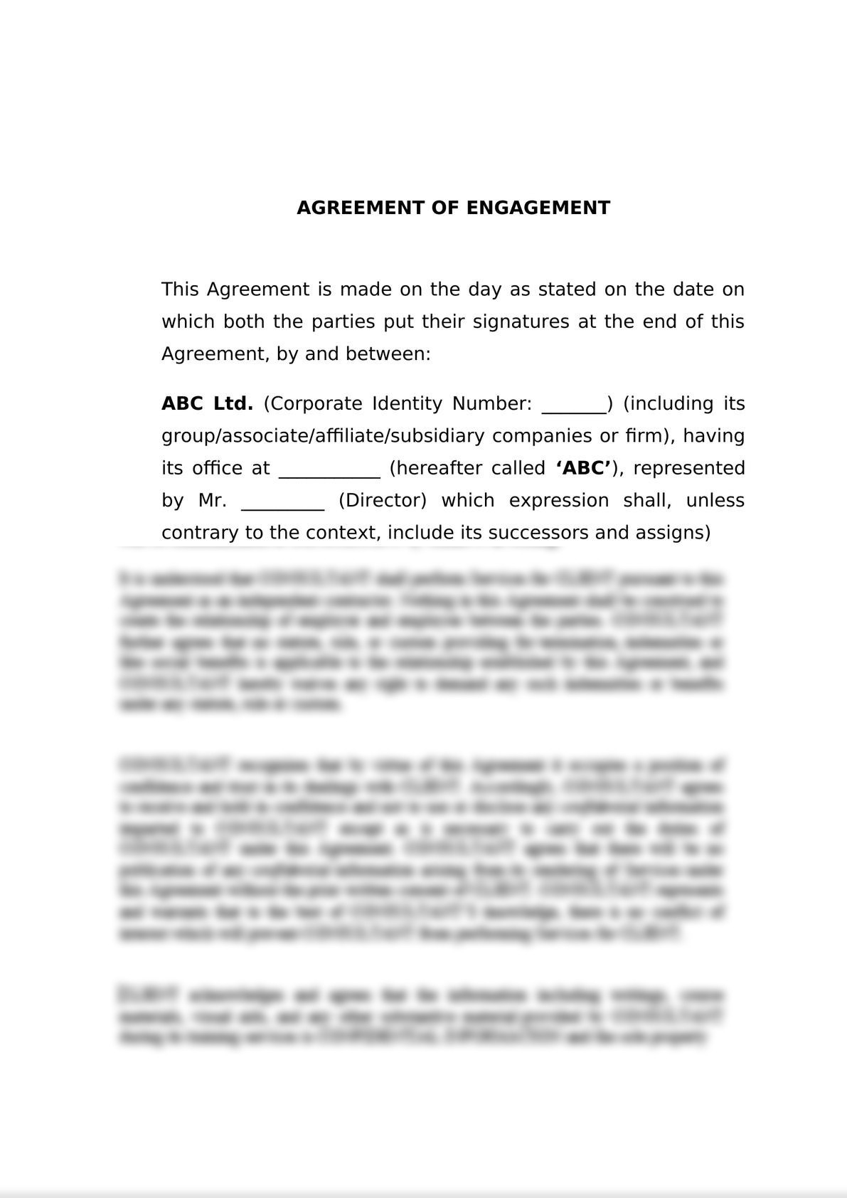 Engagement Letter for M&A-0