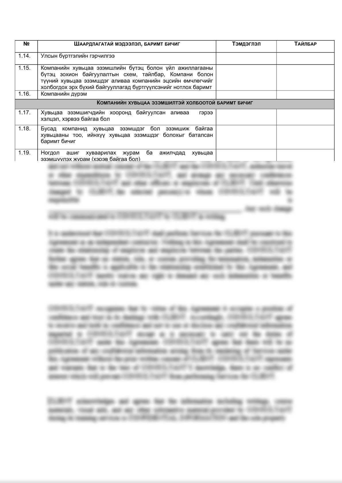 Legal due diligence checklist (Mongolian legal entities)    -6