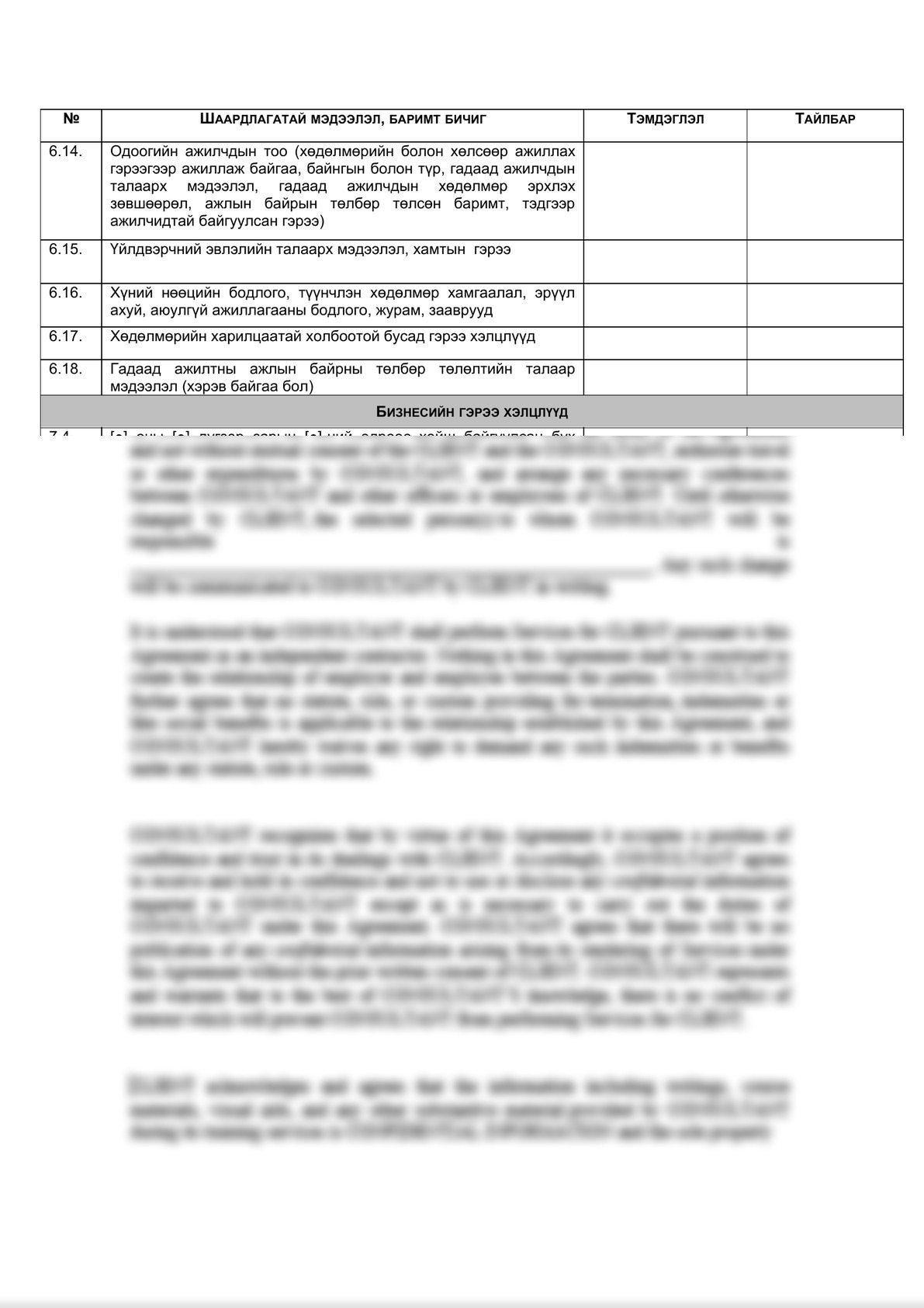 Legal due diligence checklist (Mongolian legal entities)    -9