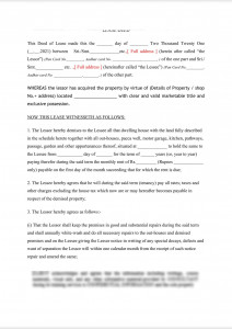 Lease Deed for 11 months - Indian format