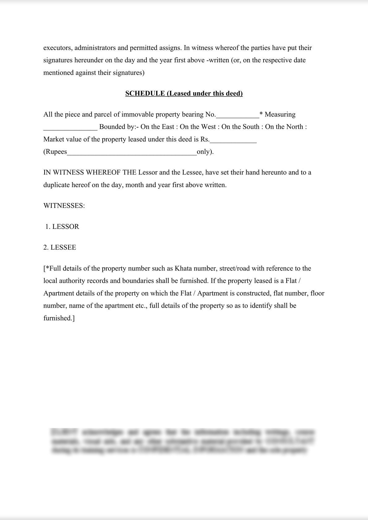 Lease Deed for 11 months - Indian format-2