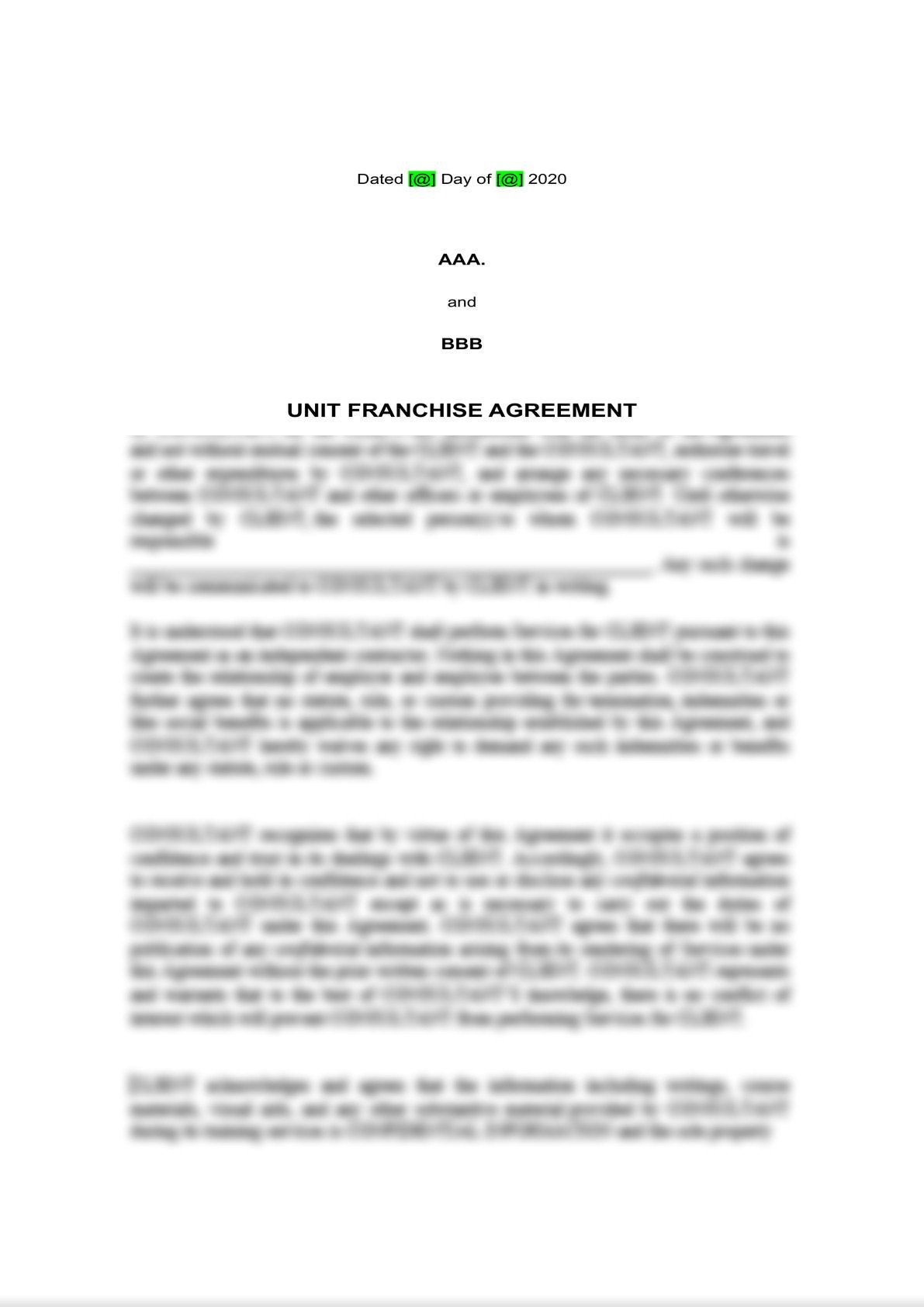 Unit Franchise Agreement-0