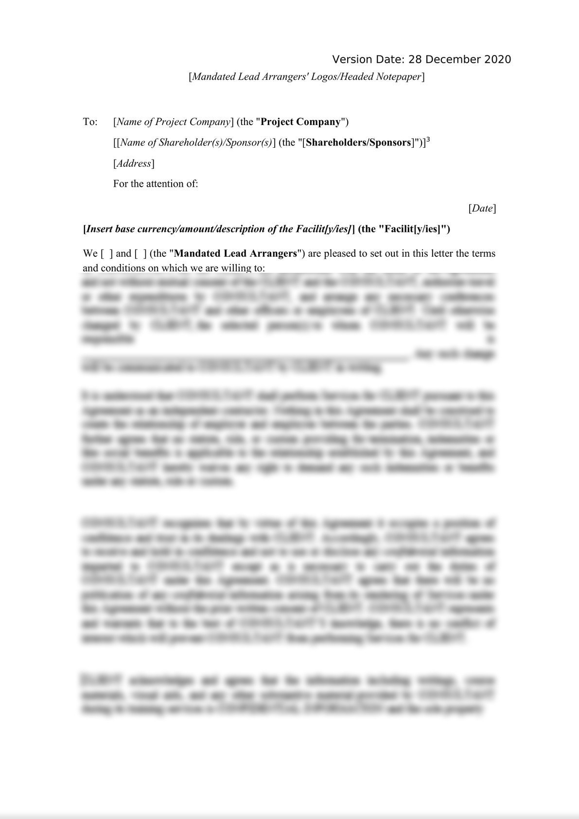 Template Project Finance Mandate Letter-1