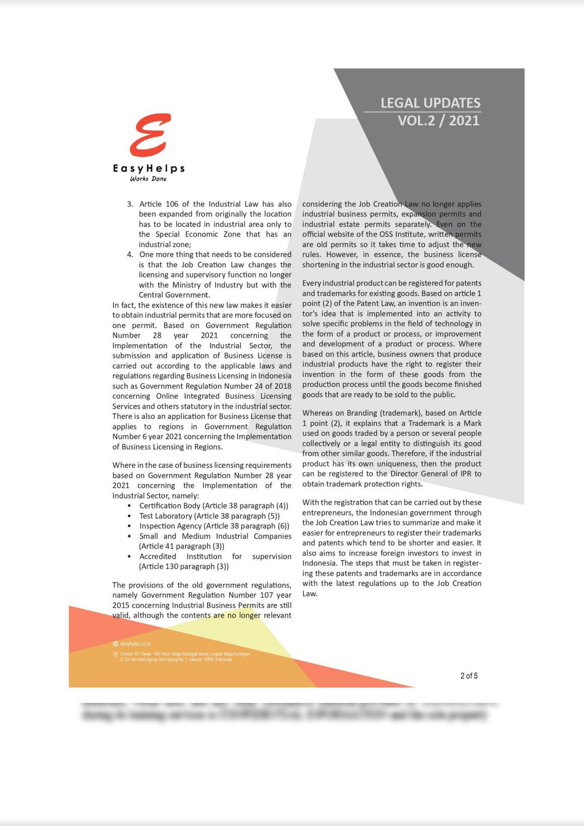 The Industrial Sector in the Job Creation Act No. 11 of 2020 New Regulation in Indonesia-1