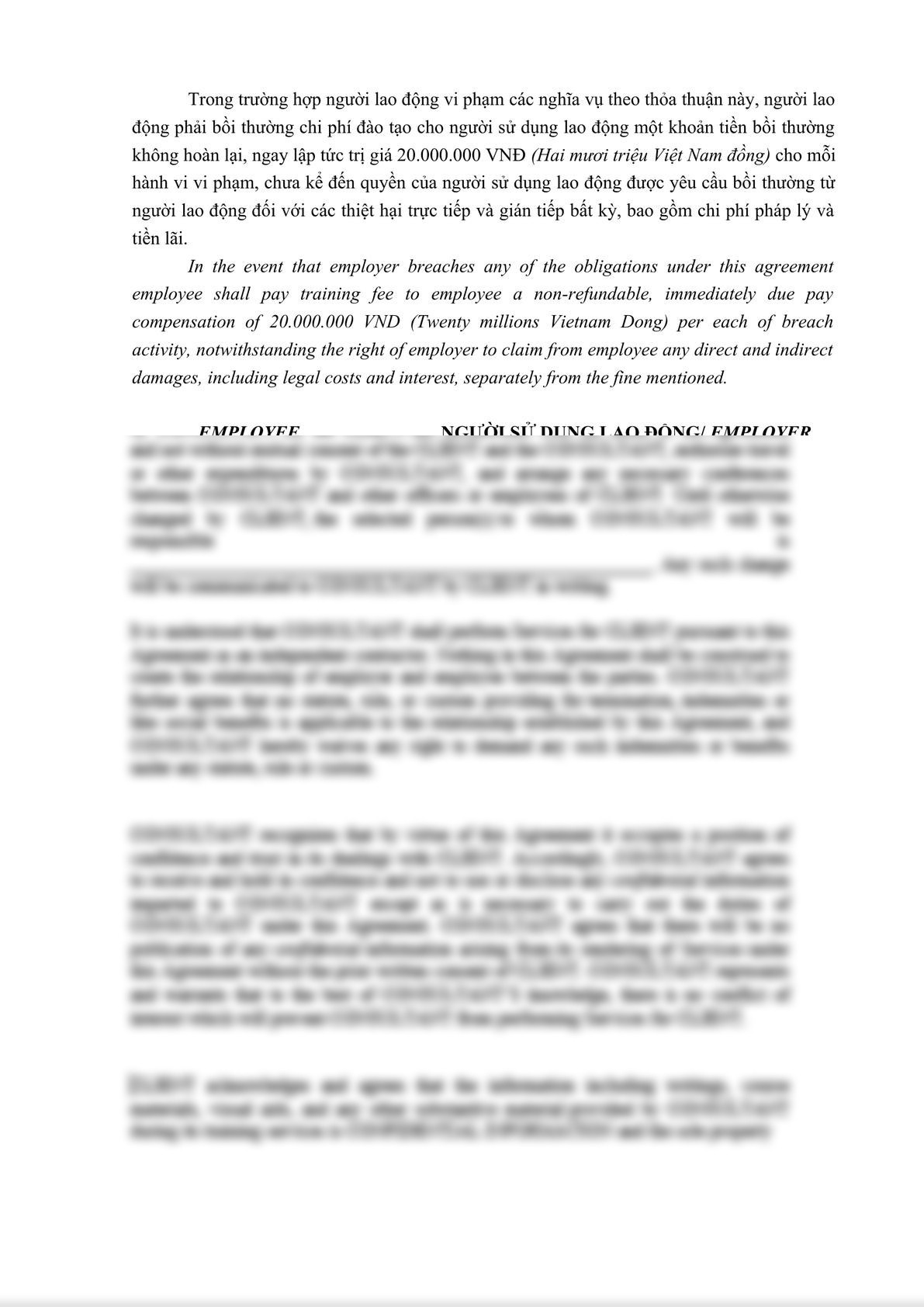 Confidential Disclosure Agreement with Employee bilingual English -Vietnamese-3