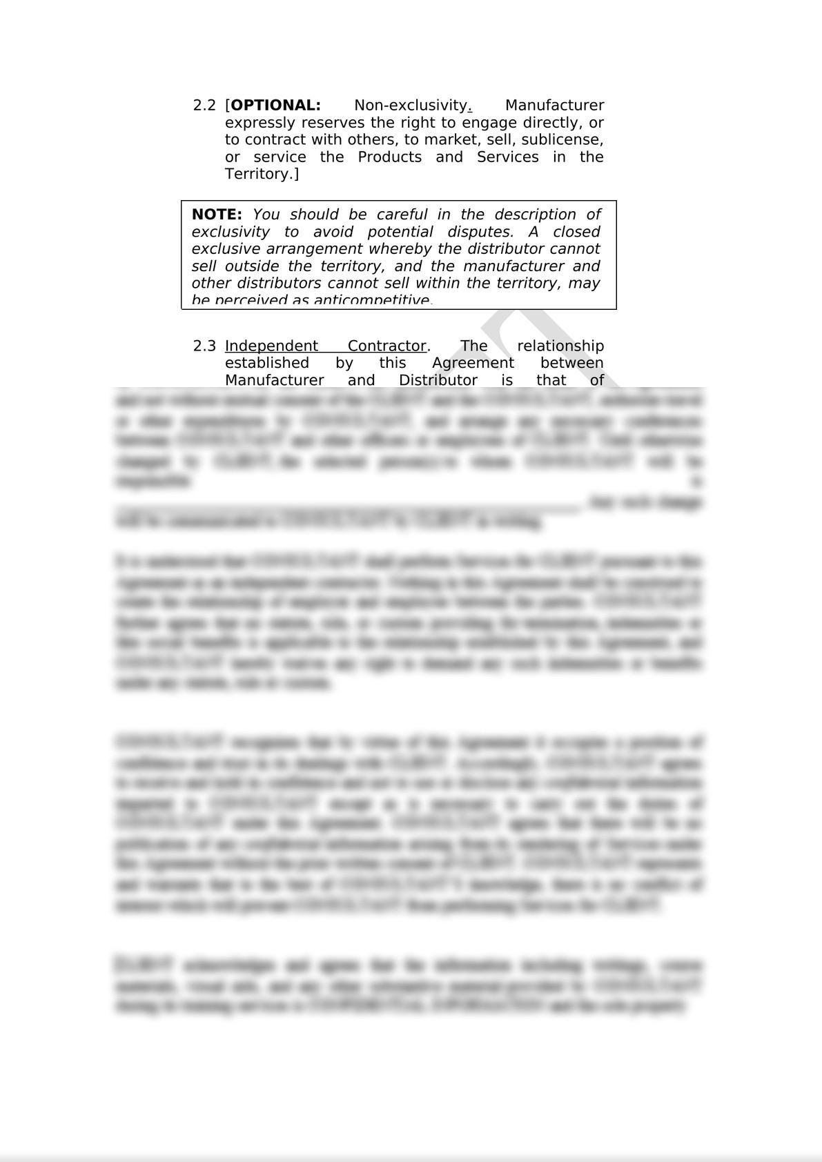 This international distribution agreement was designed for use by a US principal/manufacturer looking to distribute his products (either physical or digital products) through the appointment -2