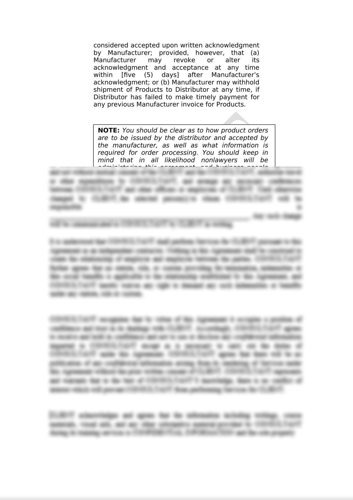 This international distribution agreement was designed for use by a US principal/manufacturer looking to distribute his products (either physical or digital products) through the appointment -4