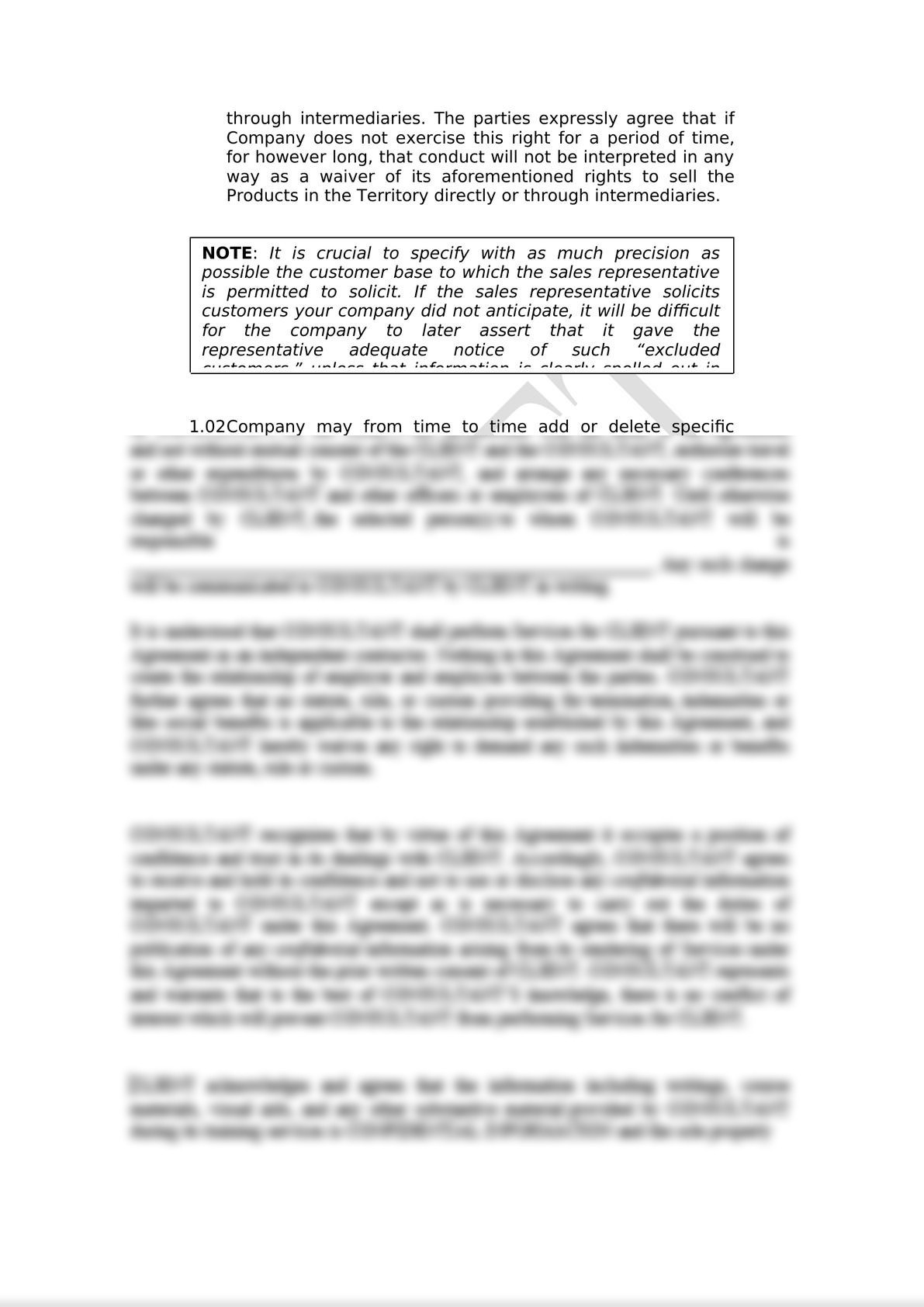 This sales representative agreement governs the relationship between a manufacturer of products and his commercial agent who is entrusted with the promotion , marketing and sale of the manufa-1