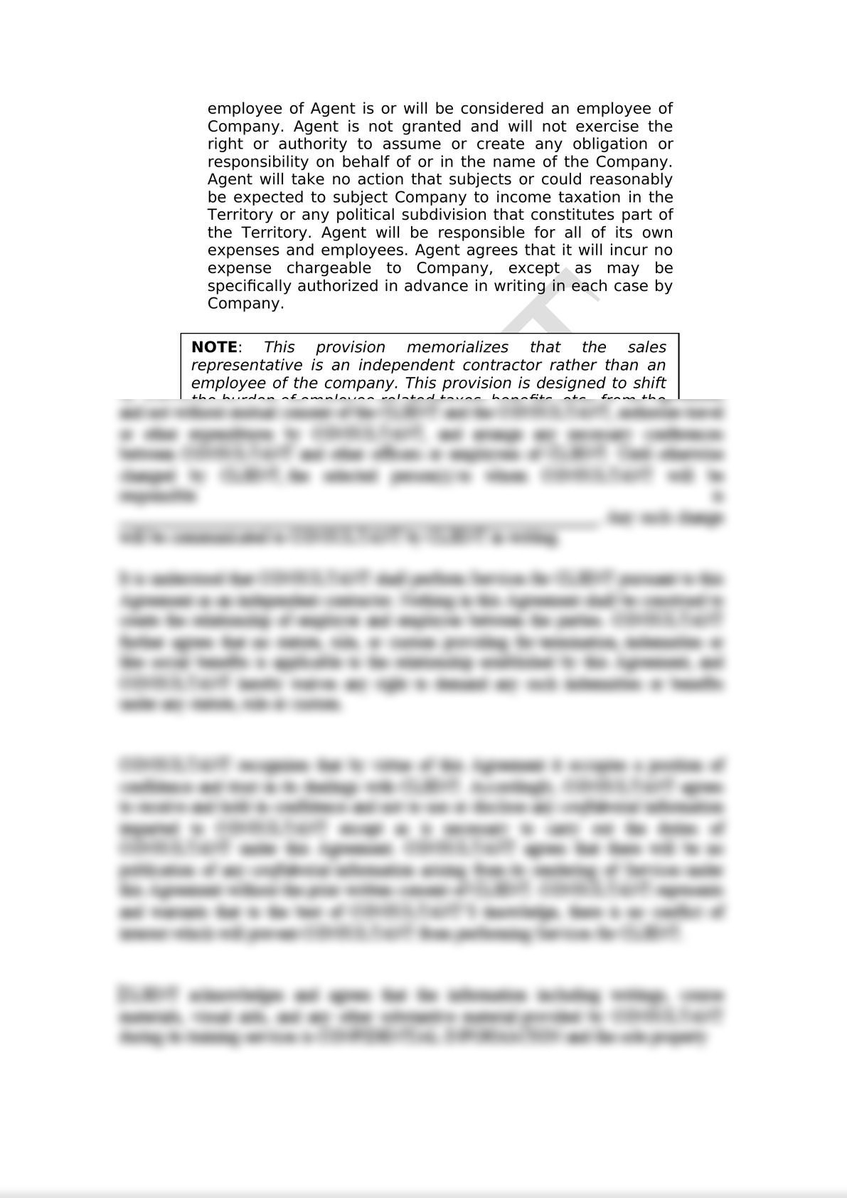 This sales representative agreement governs the relationship between a manufacturer of products and his commercial agent who is entrusted with the promotion , marketing and sale of the manufa-2