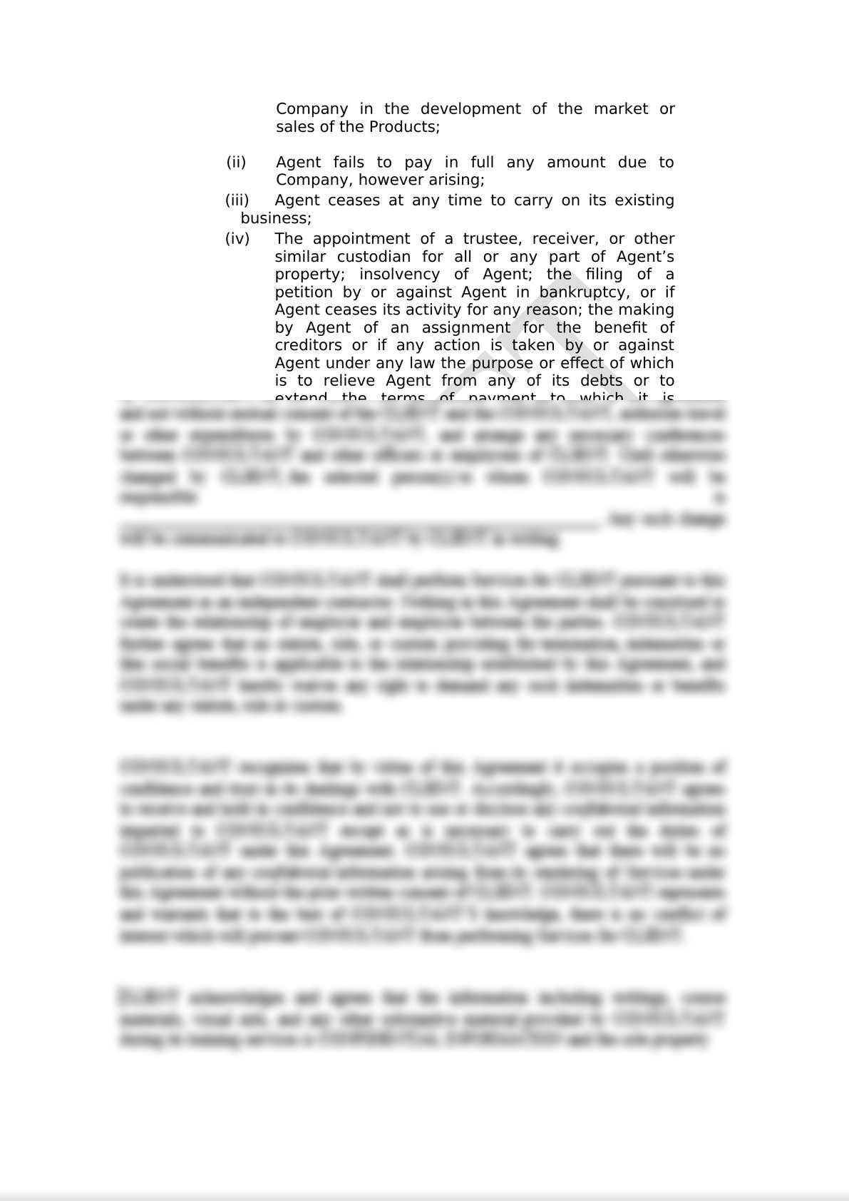 This sales representative agreement governs the relationship between a manufacturer of products and his commercial agent who is entrusted with the promotion , marketing and sale of the manufa-9