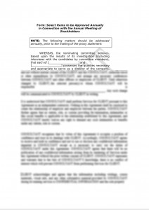 Matters to be Approved Annually by Stockholders