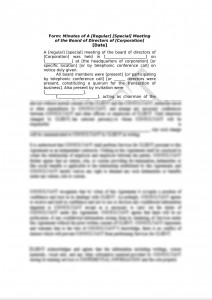 Minutes of a Regular/Special Meeting of the BOD
