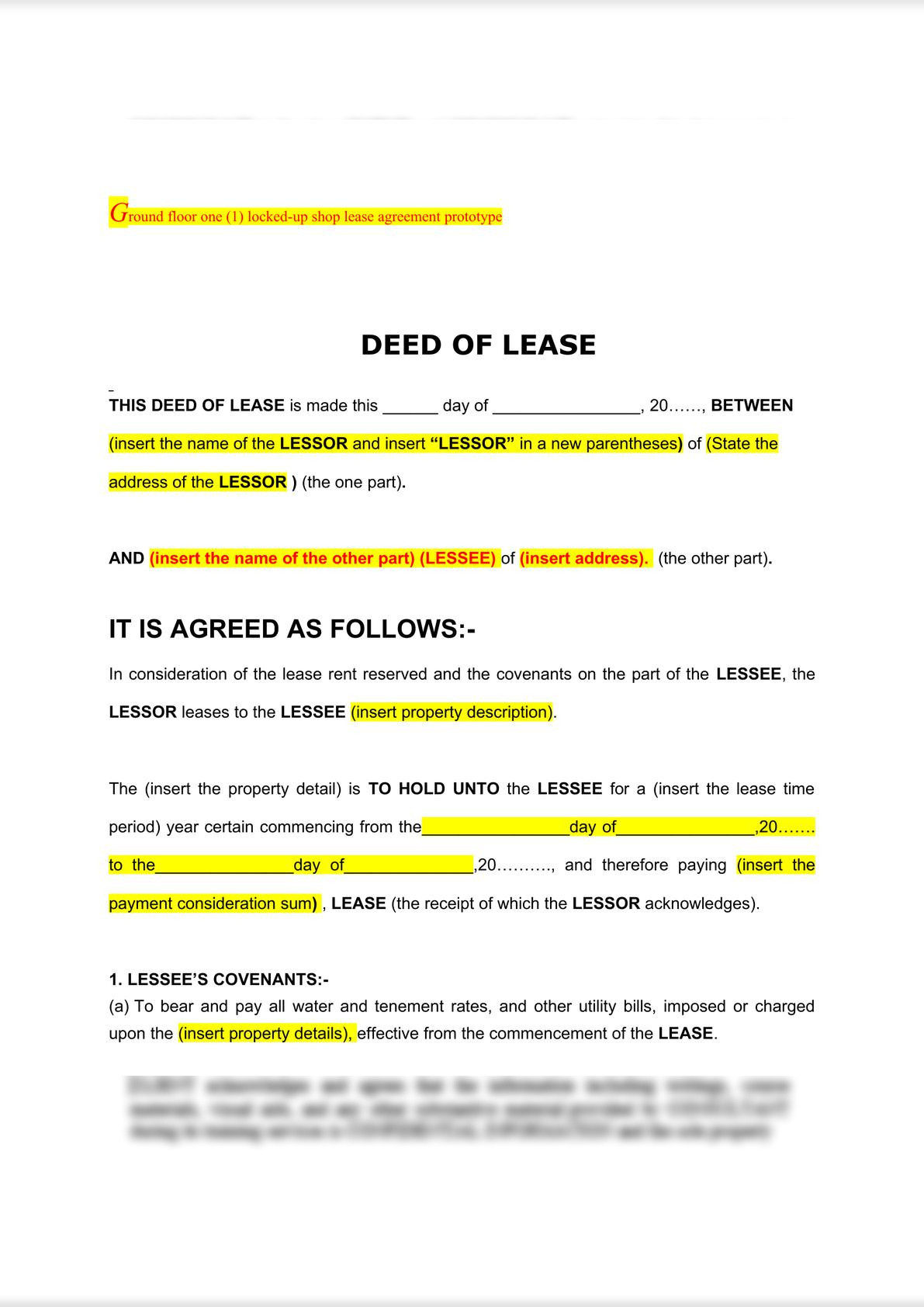 deed of sub lease vs deed of assignment