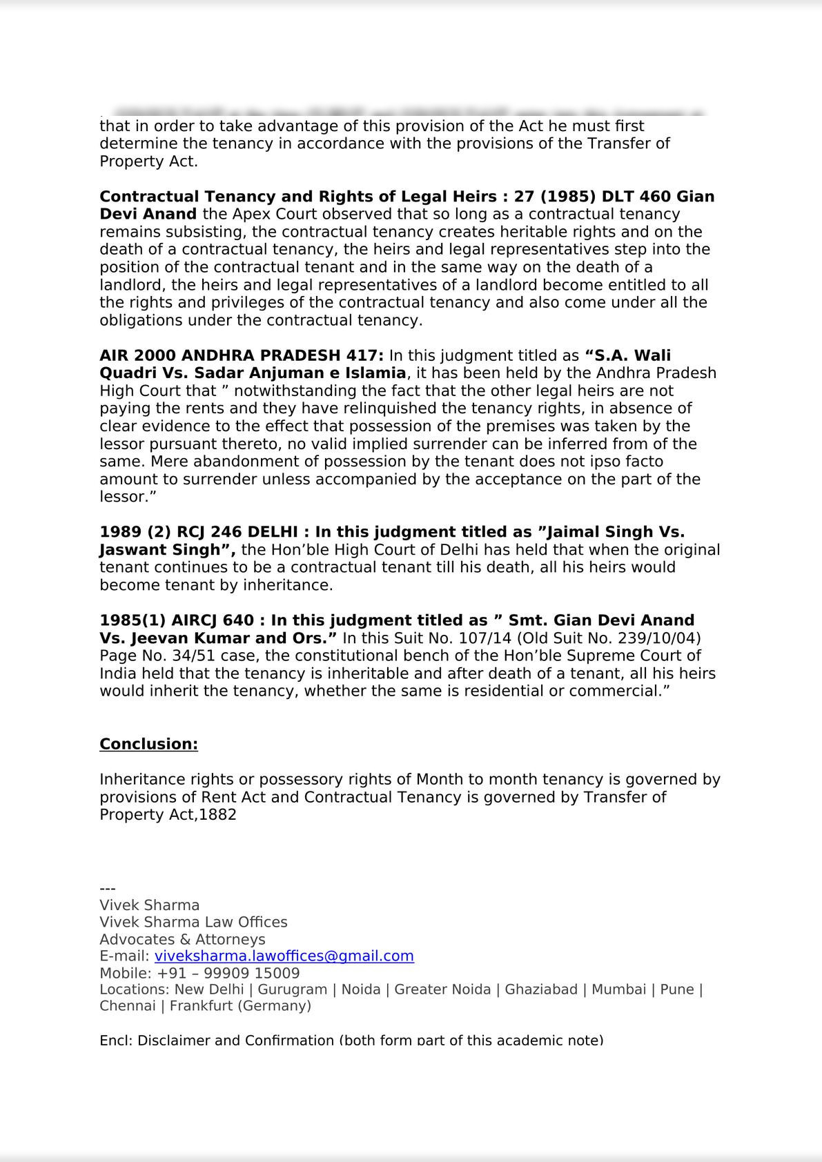 Rights of Legal Heirs Distinction between Month to Month Tenancy and Contractual Tenancy-4