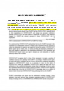 HIRE PURCHASE AND GUARANTEE AGREEMENTS