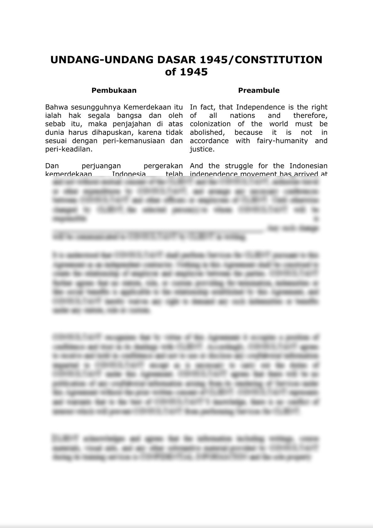 UNDANG-UNDANG DASAR 1945/CONSTITUTION of 1945 (BILINGUAL)-0