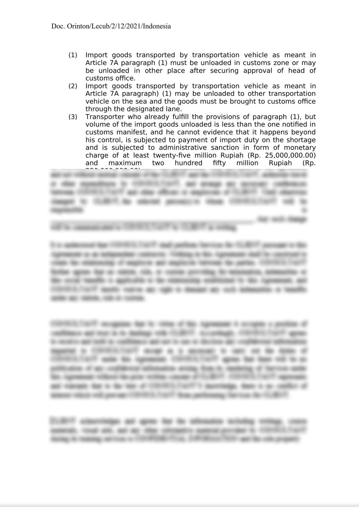 Indonesia Law 17 of 2006 Regarding Amendment to Law 10/1995 on Customs-7