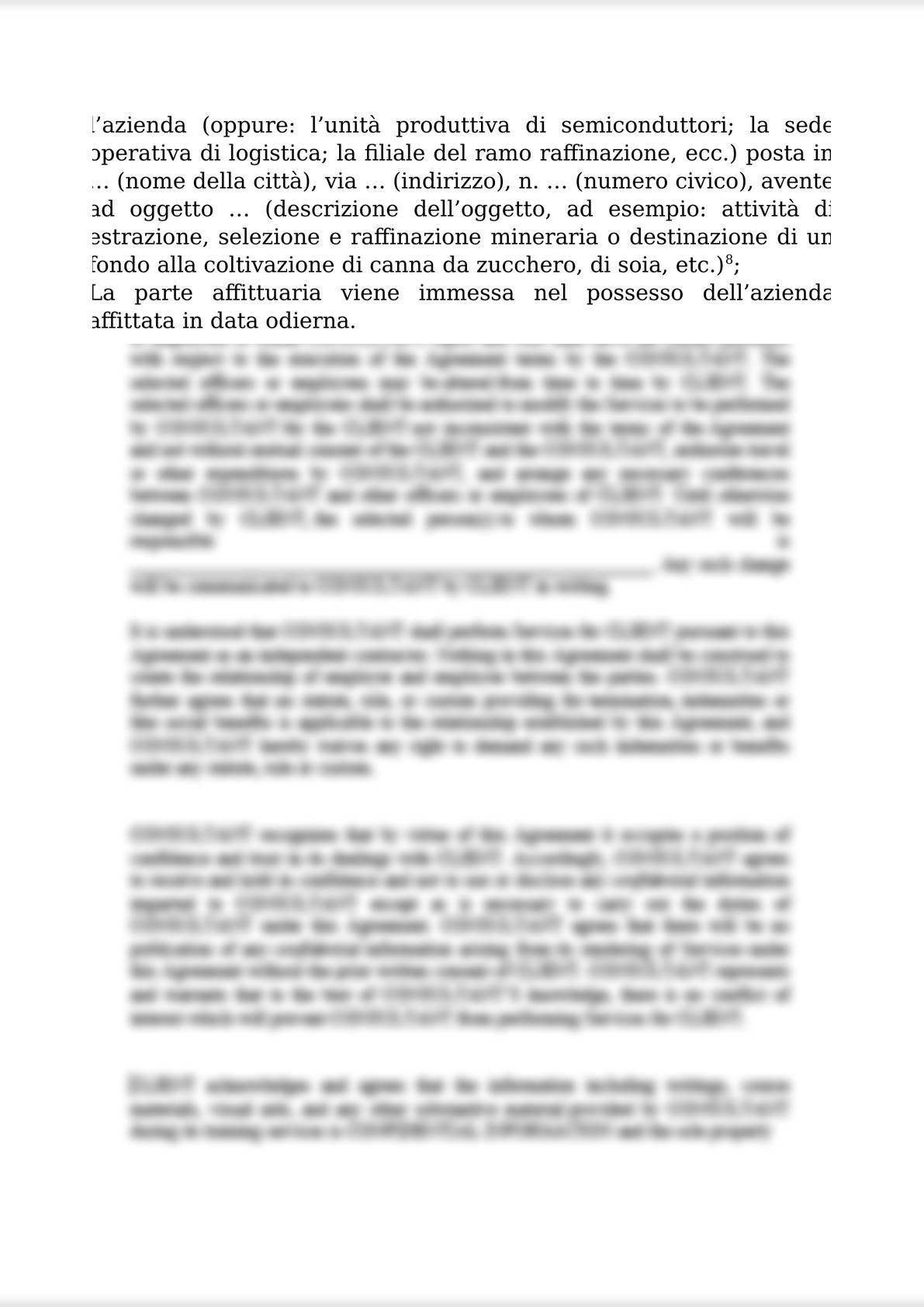 RENTAL AGREEMENT  FOR THE COMPANY AND BUSINESS UNITS / CONTRATTO DI AFFITTO DI AZIENDA O DI UN RAMO DI ESSA-2