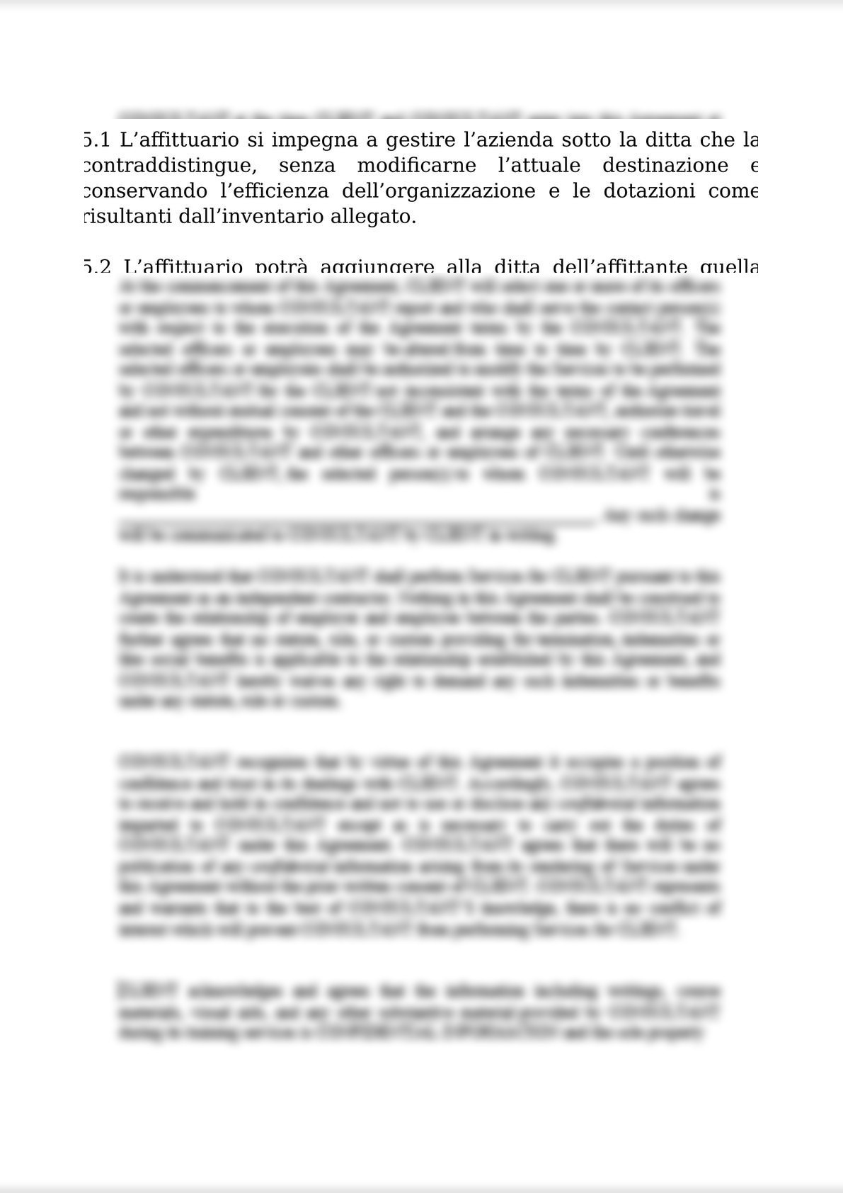 RENTAL AGREEMENT  FOR THE COMPANY AND BUSINESS UNITS / CONTRATTO DI AFFITTO DI AZIENDA O DI UN RAMO DI ESSA-3