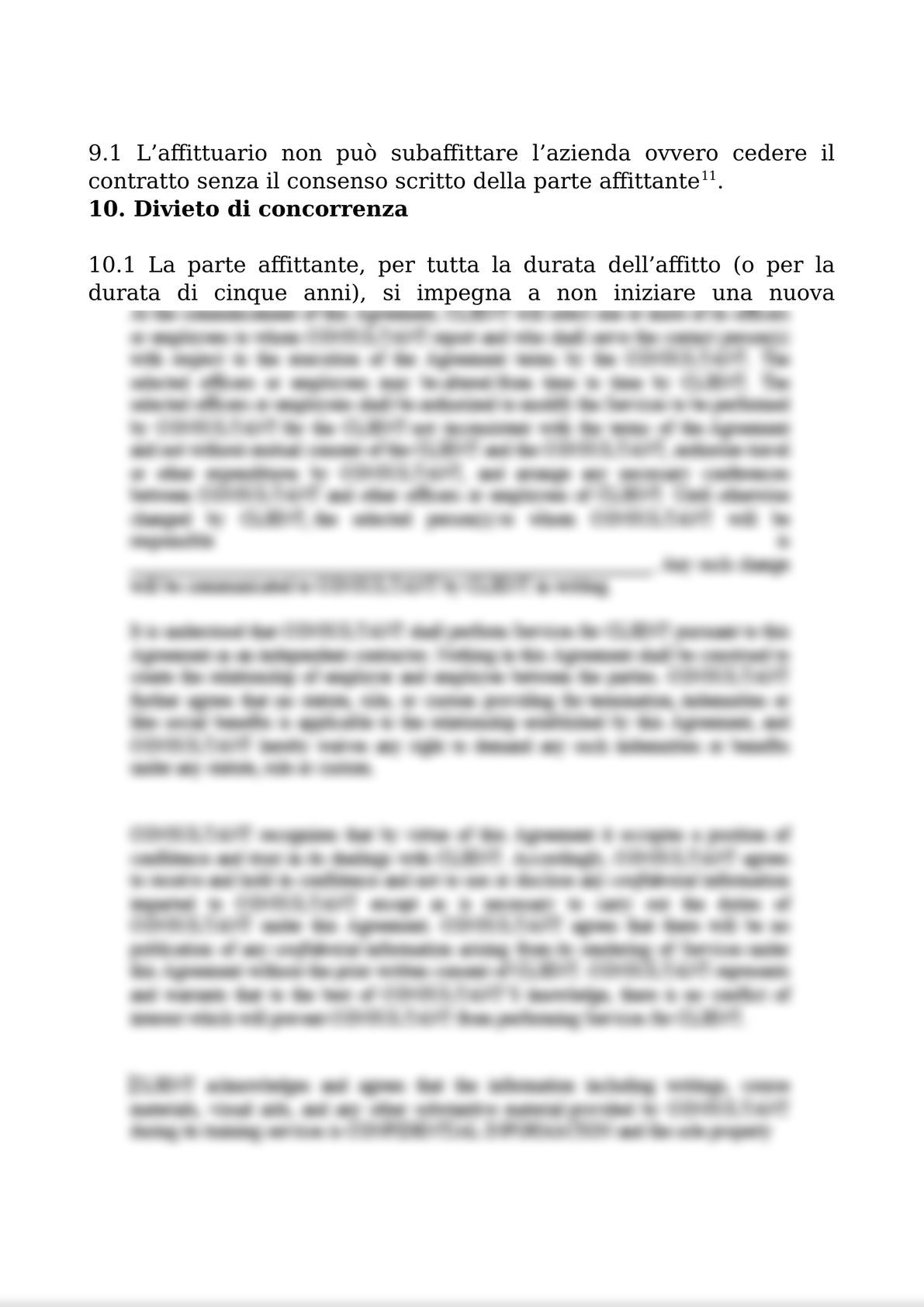 RENTAL AGREEMENT  FOR THE COMPANY AND BUSINESS UNITS / CONTRATTO DI AFFITTO DI AZIENDA O DI UN RAMO DI ESSA-4