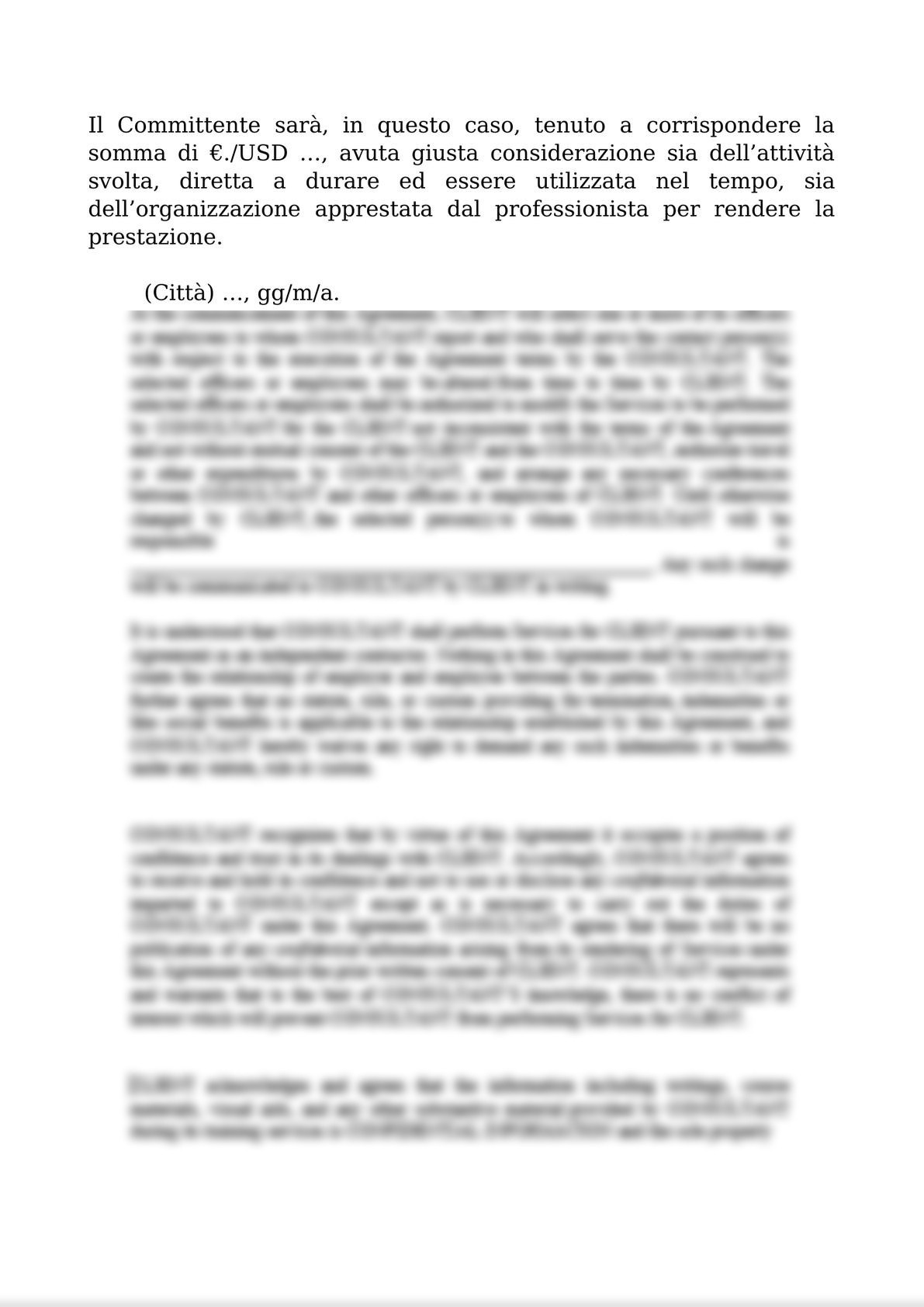 INTELLECTUAL WORK AGREEMENT FOR OUT-OF-COURT ACTIVITIES AND ATTACHMENTS 1 (PRIVACY); 2 (ANTI-MONEY LAUNDERING); AND 3 FEE QUOTE / CONTRATTO D’OPERA INTELLETTUALE STRAGIUDIZIALE-6
