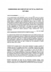 Commissioning and Complete Buy Out of a Pop Video (Media Contract)