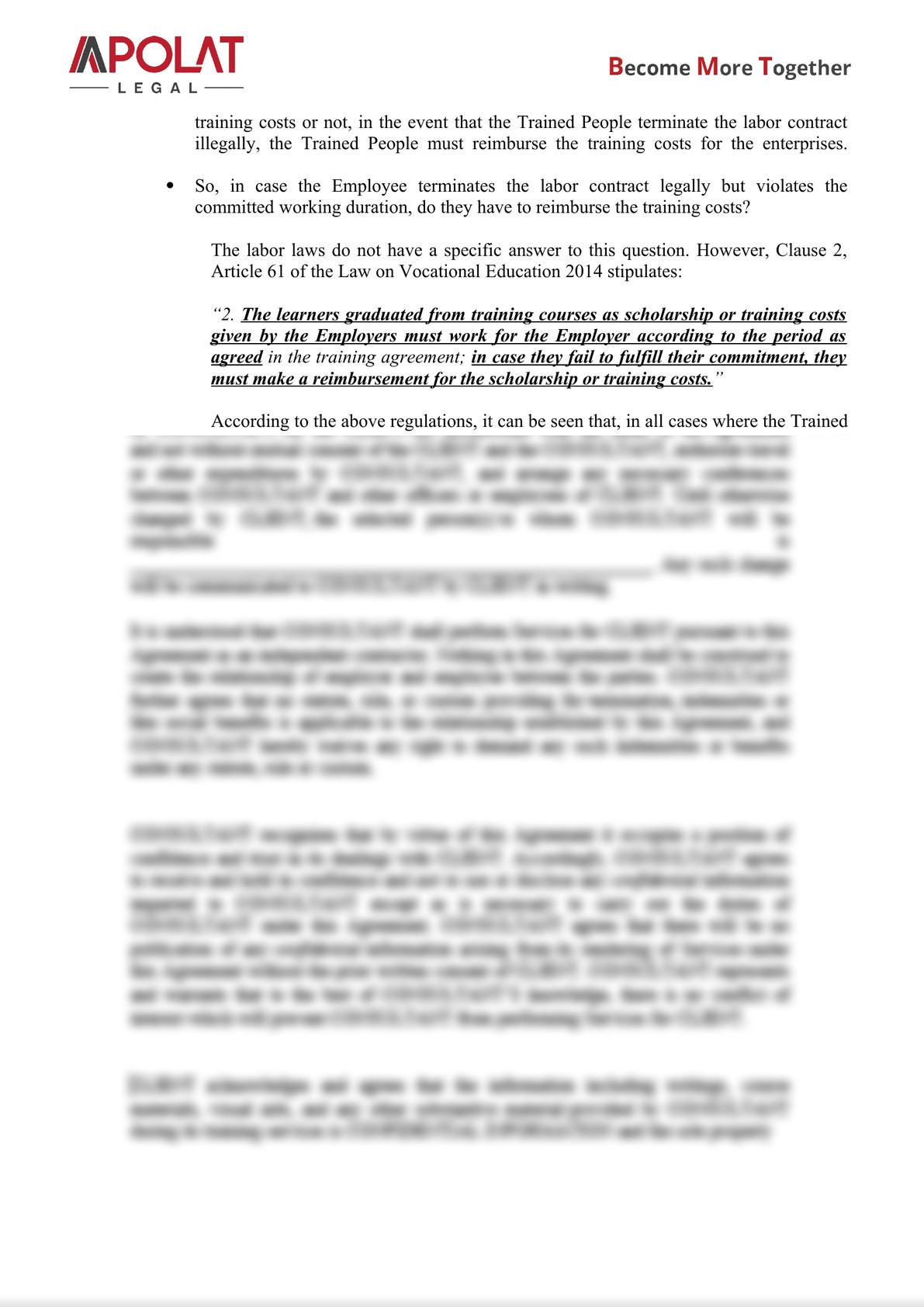 Requesting Employees To Reimburse For Training Costs And Keeping Employees’ Certificates Or Diplomas When Termining The Labour Relation Before The Binding Duration-2