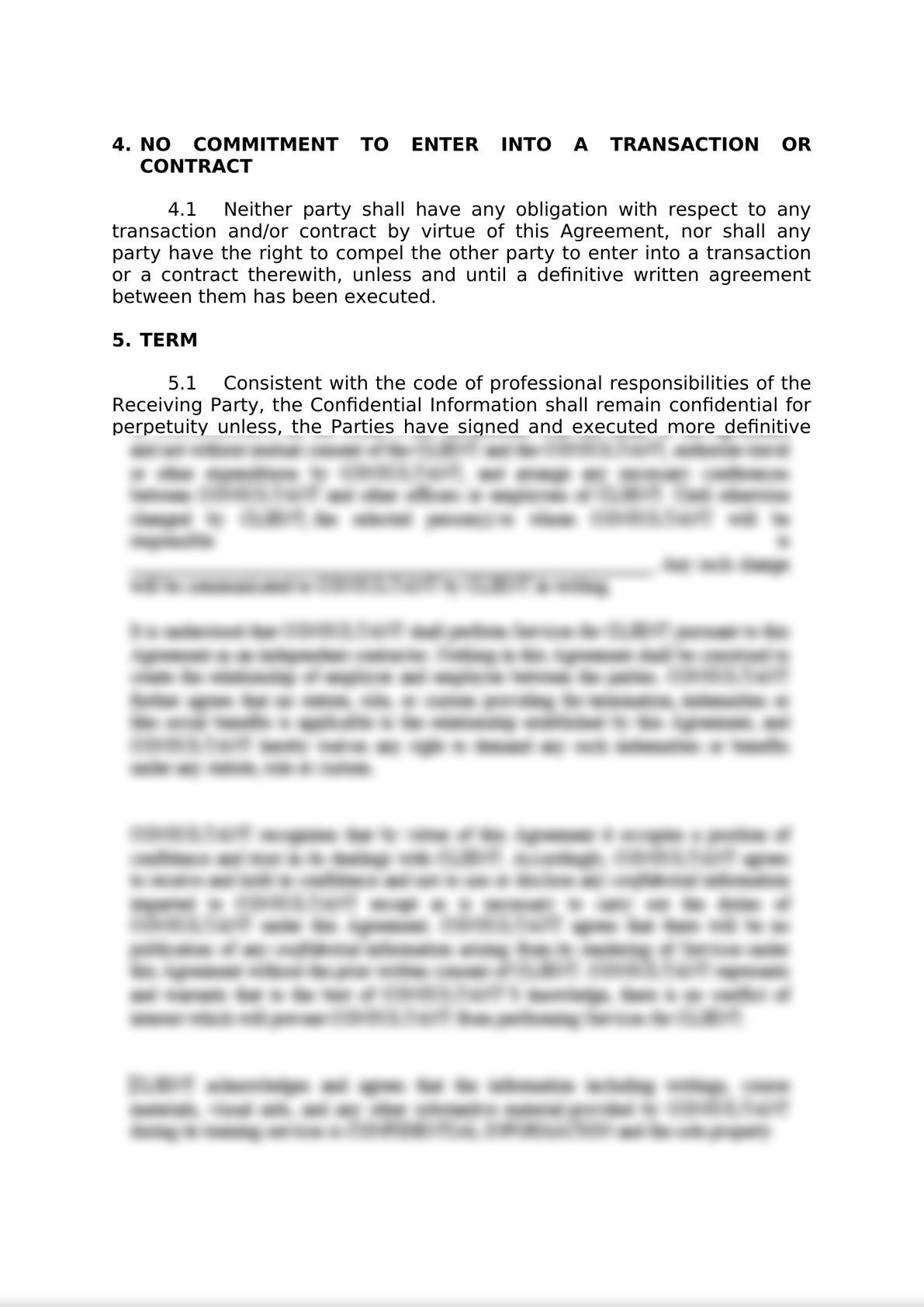 Non Disclosure Agreement / Confidentiality Agreement for Engagement of Consultant for a Transaction -3