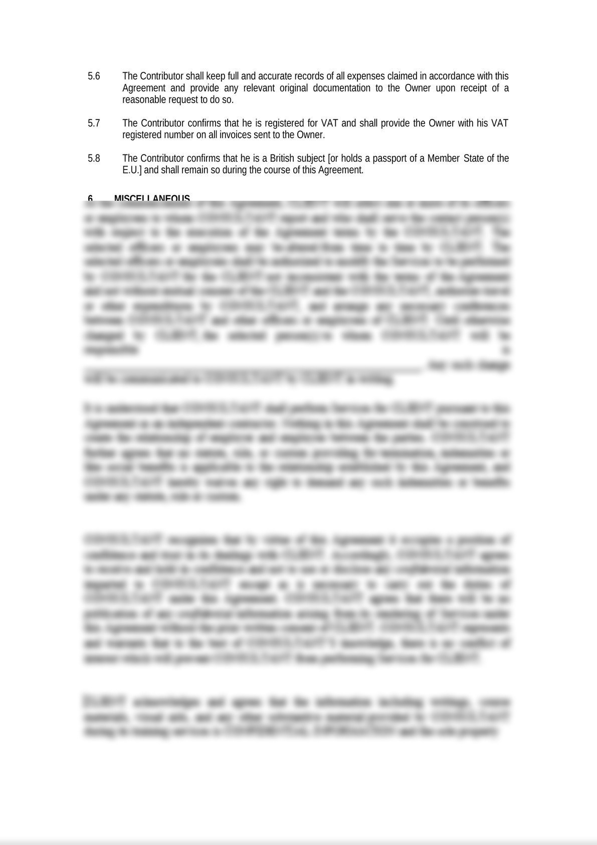 Freelance Contributor's Agreement for Website Design -2