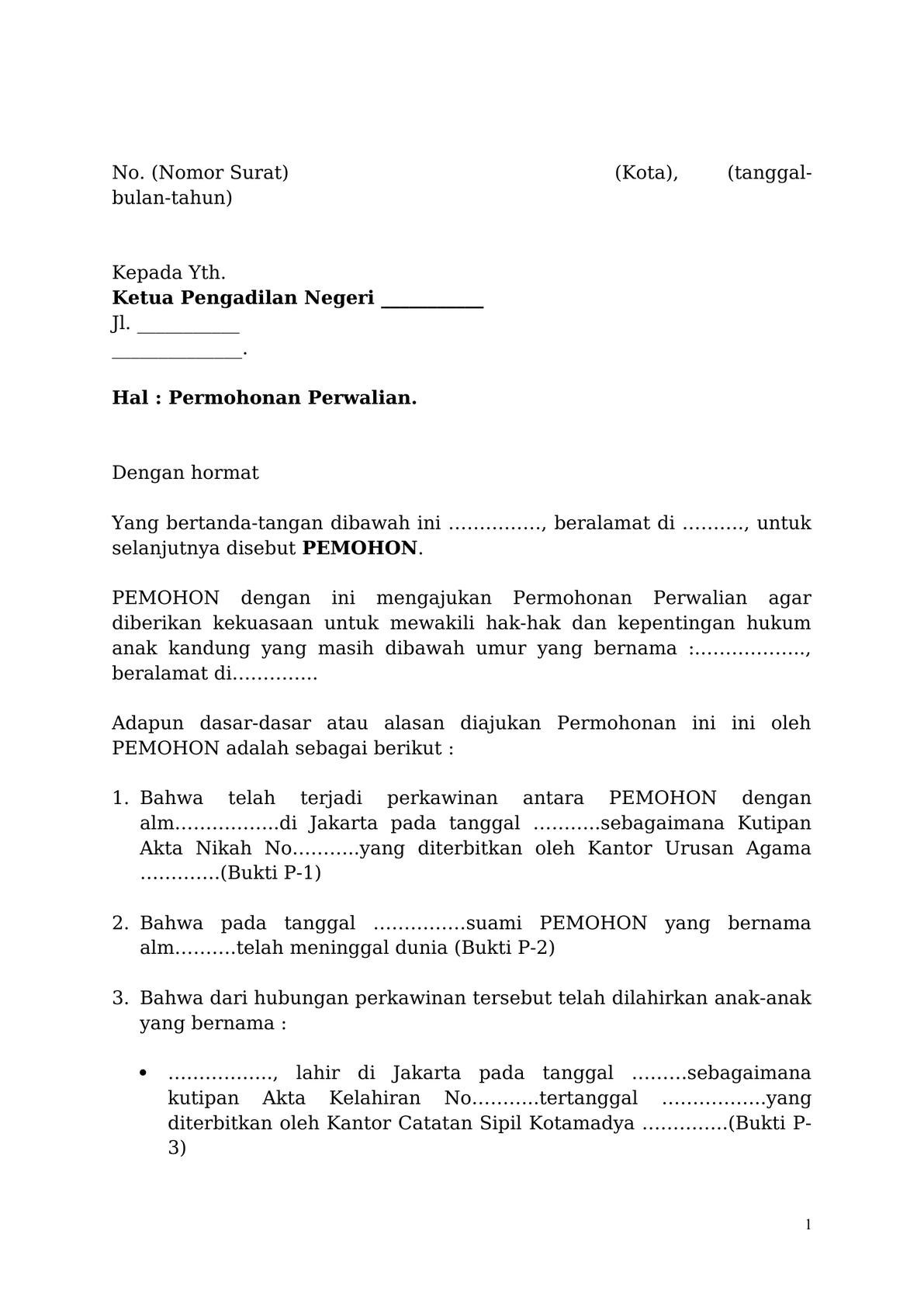 Draft Surat Permohonan Perwalian-1