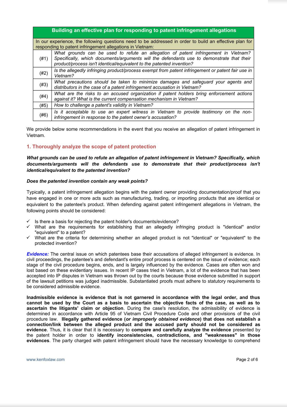 6 key takeaways to cope with patent infringement allegations in Vietnam-1