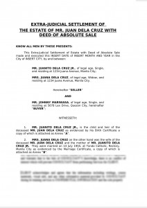 Extra-judicial Settlement of Estate with Deed of Absolute Sale