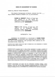 deed of assignment in the philippines