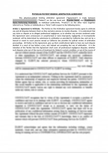 Physician Patient Binding Arbitration Agreement Template
