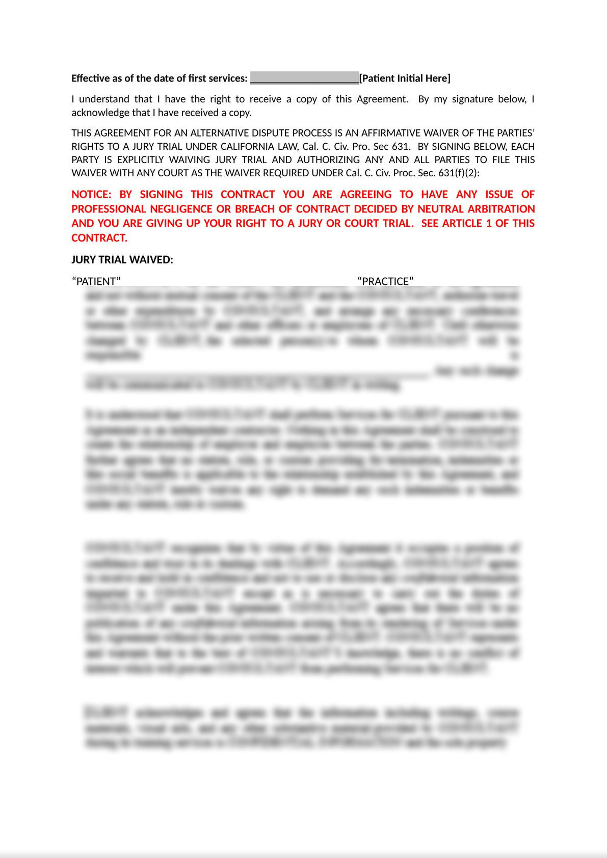 Physician Patient Binding Arbitration Agreement Template-3