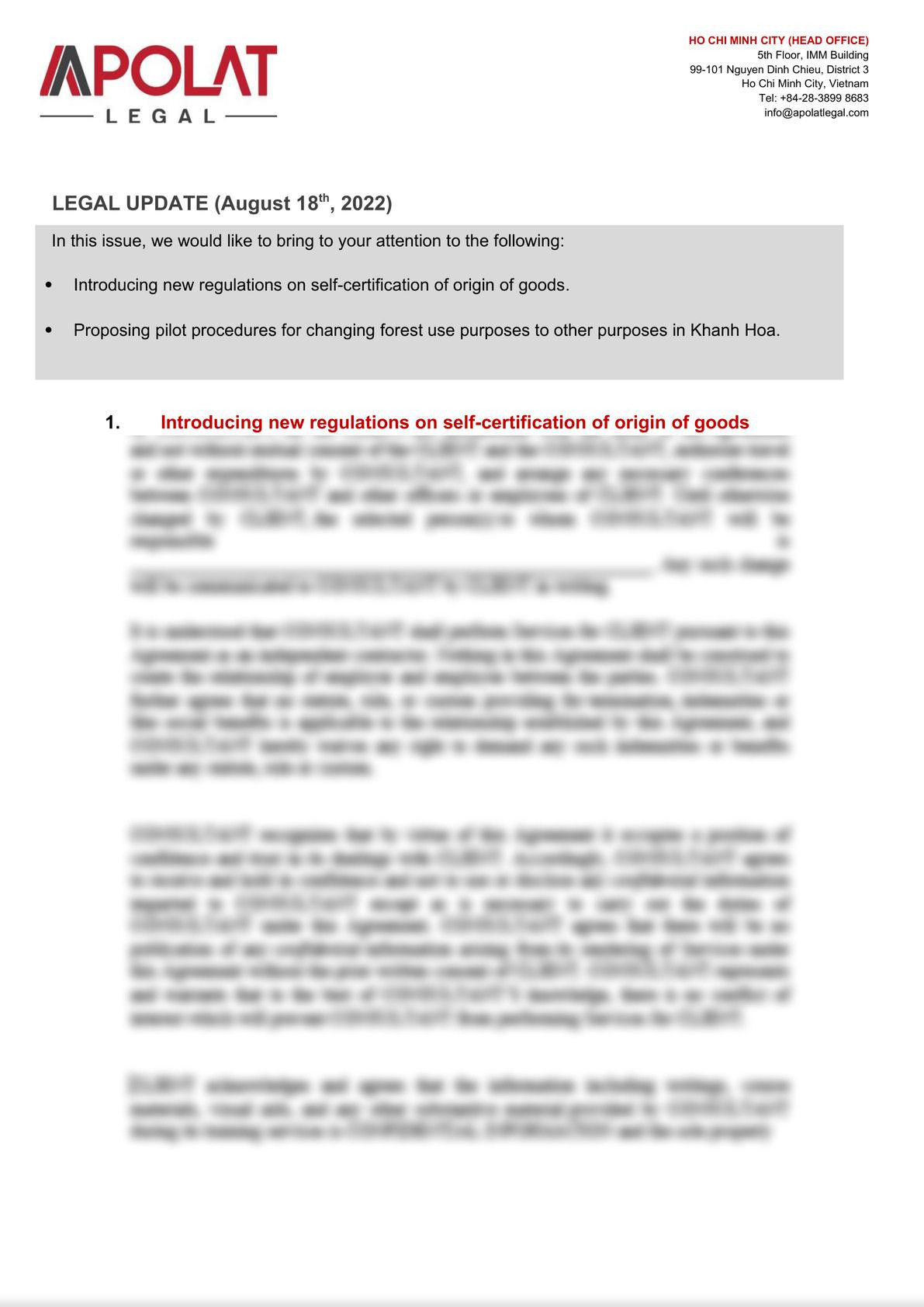 Legal update: Introducing new regulations on self-certification of origin of goods -0