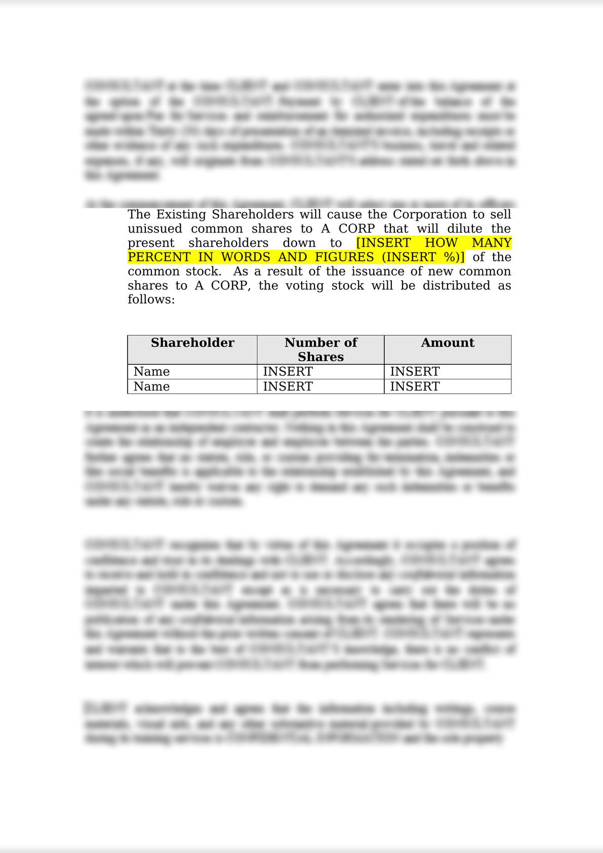 Shareholder's Agreement Term Sheet-1