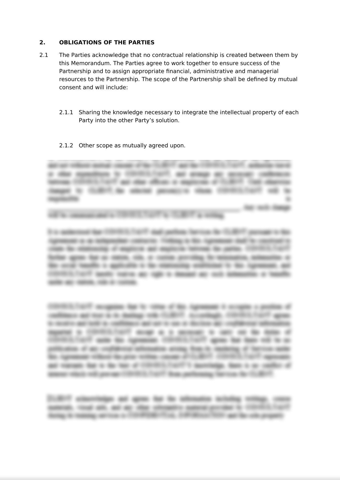 Memorandum Of Understanding (MOU) Agreement -1